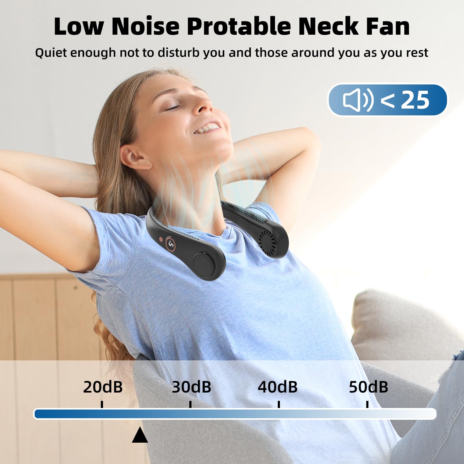 Rechargeable Leafless Hanging Neck Fan